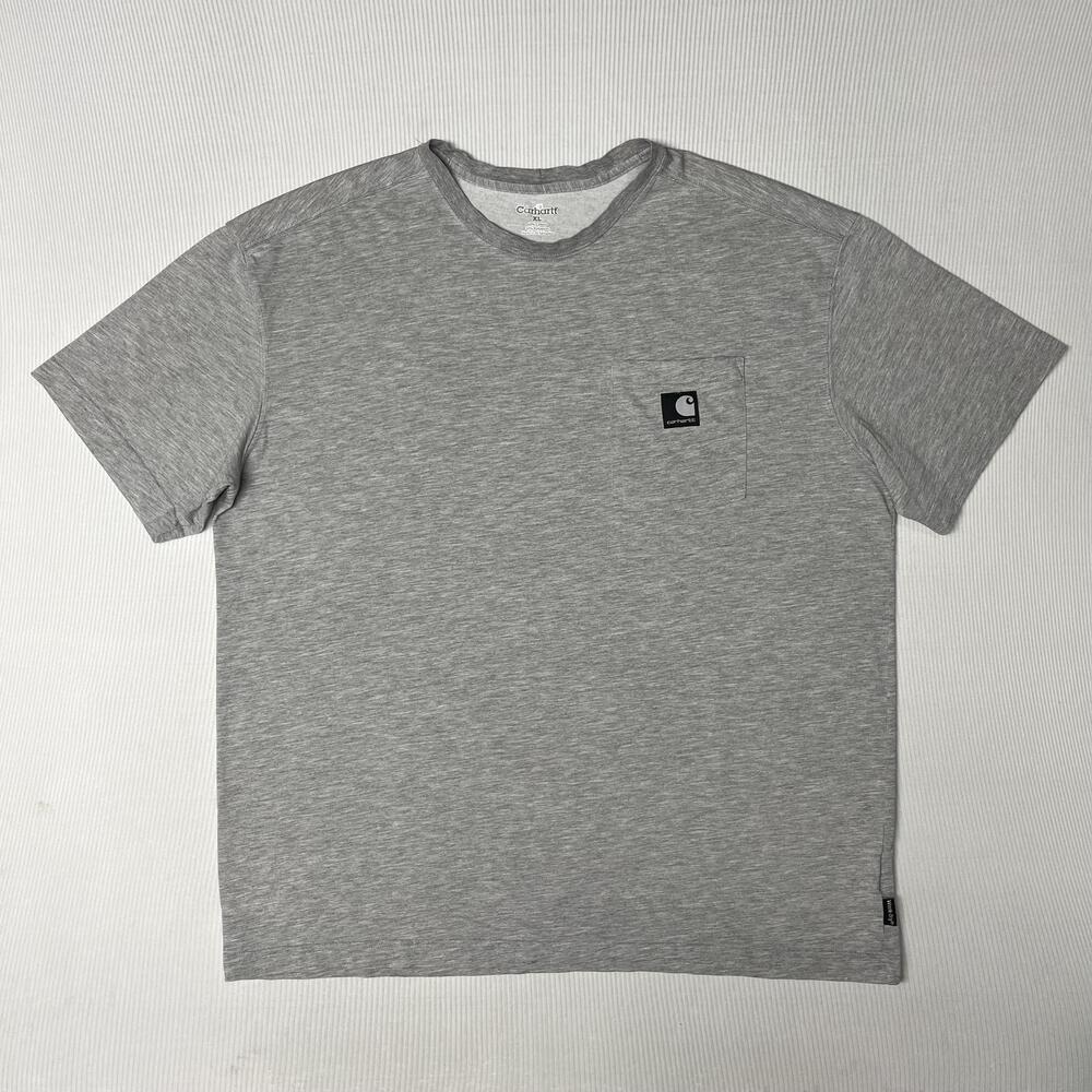 Carhartt Shirt Mens XL Gray Work-Dry Pocket Logo Tee Moisture Wicking Workwear
